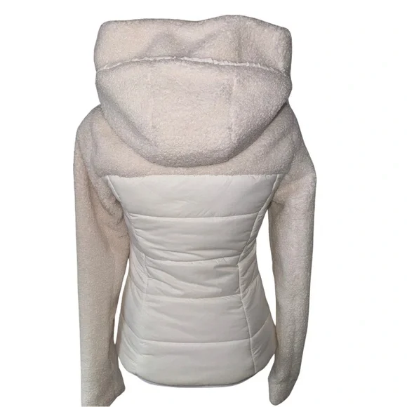 Soia & Kyo Cream Off White Fitted Hooded Lightweight Puffer Coat - Picture 3 of 4